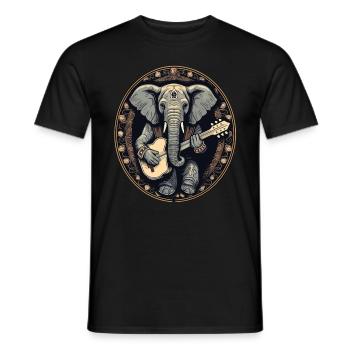 Elephant Serenade Banjo Musik Kunst - Männer T-Shirt - Schwarz - Vorne - AI Model Male 178 light (178cm)