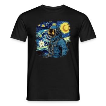 Astronautes Space Starry Night Van Gogh Painting - T-shirt homme - noir - Devant - AI Model Male 178 light (178cm)