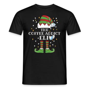 The Coffee Addict Elf - Männer T-Shirt - Schwarz - Vorne - AI Model Male 178 light (178cm)