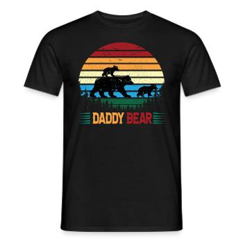 The father bear with little bears walks in the forest - Men's T-Shirt - black - Front - AI Model Male 178 light (178cm)
