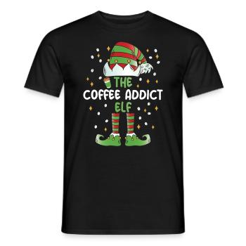 The Coffee Addict Elf - Männer T-Shirt - Schwarz - Vorne - AI Model Male 178 light (178cm)