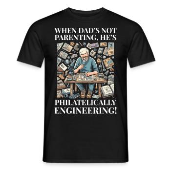 Timbres-poste d’époque Collectionneur de papa - T-shirt homme - noir - Devant - AI Model Male 178 light (178cm)