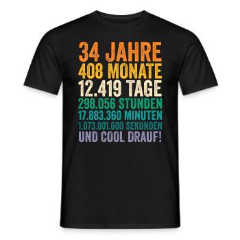 34 Jahre Vierunddreißigster Geburtstag - Männer T-Shirt - Schwarz - Vorne - AI Model Male 178 light (178cm)