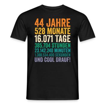 44 Jahre Vierundvierzigster Geburtstag - Männer T-Shirt - Schwarz - Vorne - AI Model Male 178 light (178cm)