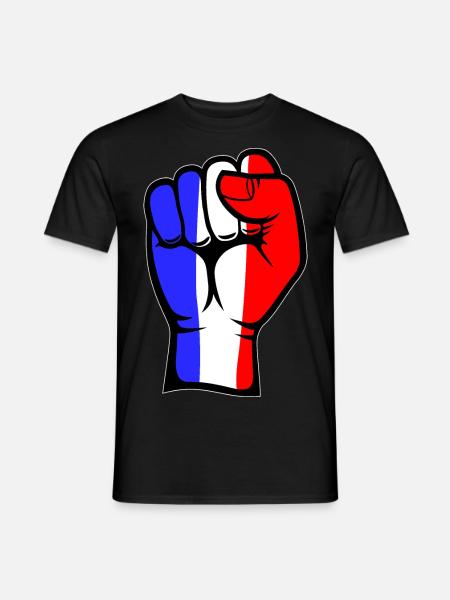 Drapeau de la France Symbole de la main du poing - T-shirt homme - noir