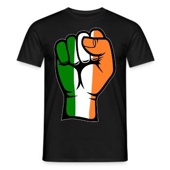 Irland Flagge Faust Hand Symbol - Männer T-Shirt - Schwarz - Vorne - AI Model Male 178 light (178cm)