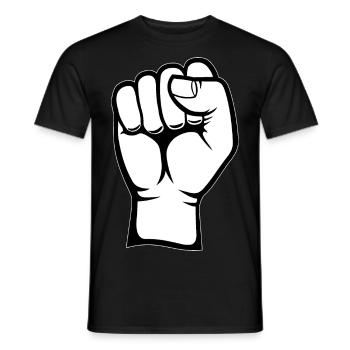 Faust Hand Symbol weiß PNG - Männer T-Shirt - Schwarz - Vorne - AI Model Male 178 light (178cm)