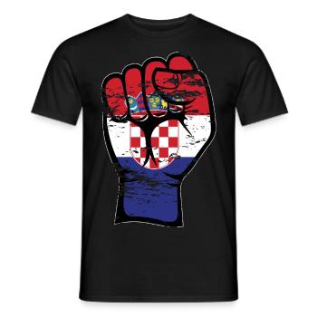 Kroatien Flagge Faust Hand Symbol used - Männer T-Shirt - Schwarz - Vorne - AI Model Male 178 light (178cm)