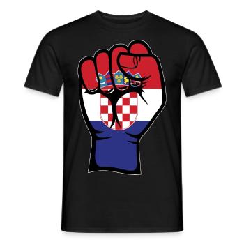 Kroatien Flagge Faust Hand Symbol - Männer T-Shirt - Schwarz - Vorne - AI Model Male 178 light (178cm)