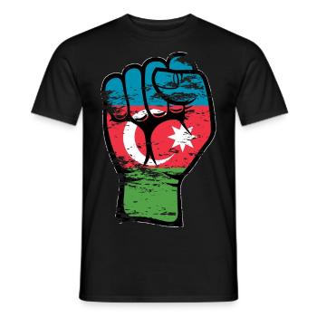 Azerbaijan Flag Fist Hand Used Symbol - Men's T-Shirt - black - Front - AI Model Male 178 light (178cm)