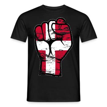Denmark Flag Fist Hand Used Symbol - Men's T-Shirt - black - Front - AI Model Male 178 light (178cm)