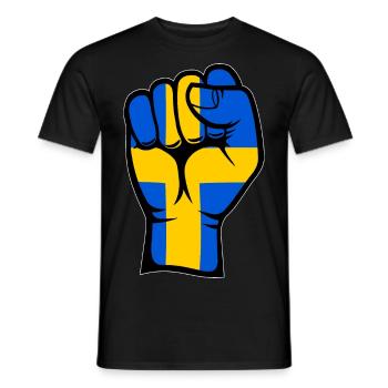 Schweden Flagge Faust Hand Symbol - Männer T-Shirt - Schwarz - Vorne - AI Model Male 178 light (178cm)