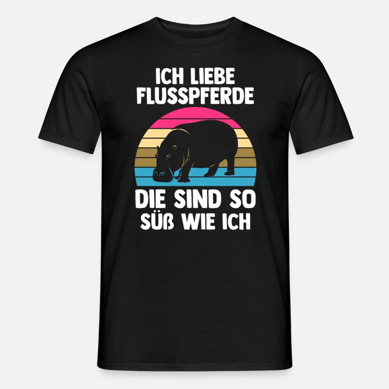 Nilpferd Flusspferd - Männer T-Shirt - Schwarz