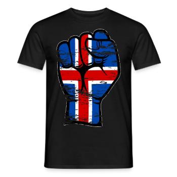 Iceland Flag Fist Hand Used Symbol - Men's T-Shirt - black - Front - AI Model Male 178 light (178cm)