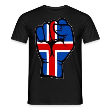 Island Flagge Faust Hand Symbol - Männer T-Shirt - Schwarz - Vorne - AI Model Male 178 light (178cm)