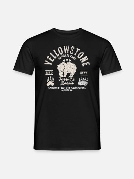 Yellowstone bear meet the locals - T-shirt homme - noir