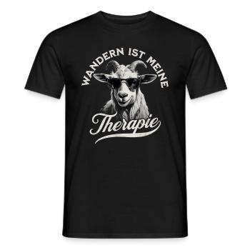 Wandern Ist Meine Therapie - Hiking Ziege Motiv - Männer T-Shirt - Schwarz - Vorne - AI Model Male 178 light (178cm)