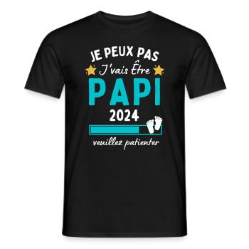 Je peux pas j'vais être Papi 2024 Futur Grand-père - T-shirt homme - noir - Devant - AI Model Male 178 light (178cm)