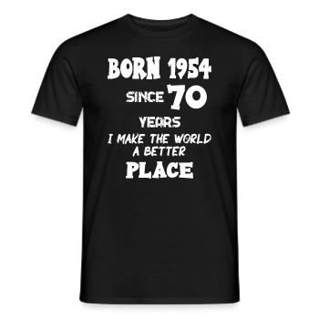 Born 1954 since 70 years I make 70. Birthday motif - Men's T-Shirt - black - Front - AI Model Male 178 light (178cm)