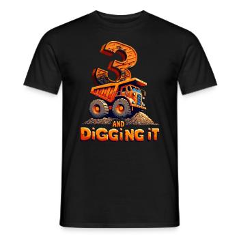 Funny 3rd Birthday Construction Lover Orange Excavator - Men's T-Shirt - black - Front - AI Model Male 178 light (178cm)