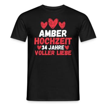 Ehe Amberhochzeit 34 Jahre Verheiratet Hochzeitsta - Männer T-Shirt - Schwarz - Vorne - AI Model Male 178 light (178cm)