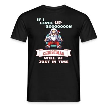Si je monte de niveau bientôt, Noël arrivera juste à temps - T-shirt homme - noir - Devant - AI Model Male 178 light (178cm)