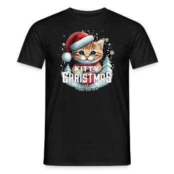 Chat de Noël - Kitty Noël - T-shirt homme - noir - Devant - AI Model Male 178 light (178cm)