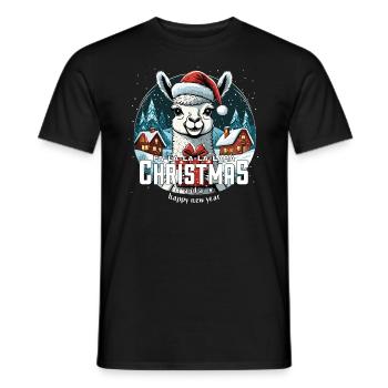 Weihnachtslama Fa La La La Lama Christmas - Männer T-Shirt - Schwarz - Vorne - AI Model Male 178 light (178cm)