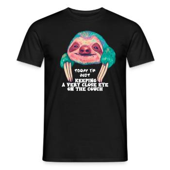 Aujourd’hui, je garde un œil très attentif sur mon canapé - T-shirt homme - noir - Devant - AI Model Male 178 light (178cm)