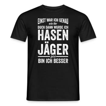 Hasenjäger Hasenjagd Kaninchenjagd Jäger - Männer T-Shirt - Schwarz - Vorne - AI Model Male 178 light (178cm)