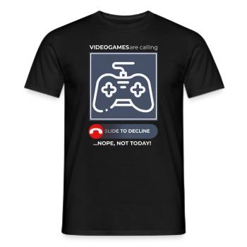 Non aux appels de jeu aujourd’hui - Détendu - T-shirt homme - noir - Devant - AI Model Male 178 light (178cm)