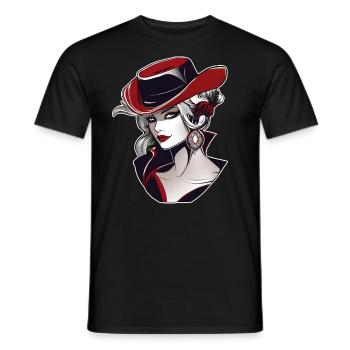 Femme cool avec un chapeau de cow-boy - T-shirt homme - noir - Devant - AI Model Male 178 light (178cm)