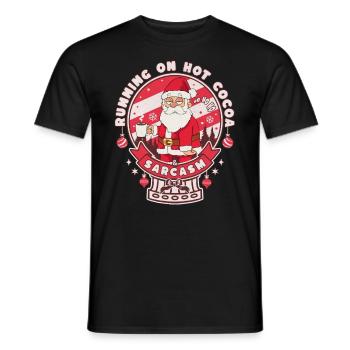 with hot cocoa and sarcasm - Men's T-Shirt - black - Front - AI Model Male 178 light (178cm)
