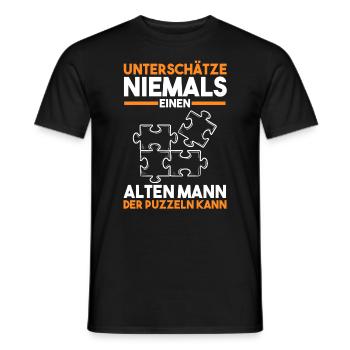 Puzzlefan Puzzler Puzzleteile Puzzle - Männer T-Shirt - Schwarz - Vorne - AI Model Male 178 light (178cm)