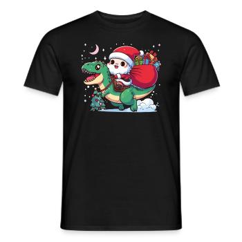 Père Noël et T rex - T-shirt homme - noir - Devant - AI Model Male 178 light (178cm)