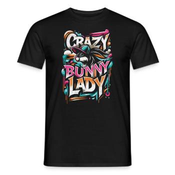 Crazy Bunny Lady - Men's T-Shirt - black - Front - AI Model Male 178 light (178cm)