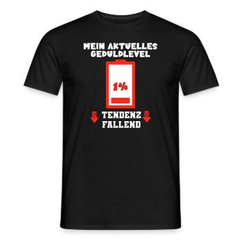 Mein aktuelles Geduldlevel 1% Tendenz fallend - Männer T-Shirt - Schwarz - Vorne - AI Model Male 178 light (178cm)