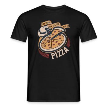 J’échangerai ma sœur contre une pizza. - T-shirt homme - noir - Devant - AI Model Male 178 light (178cm)