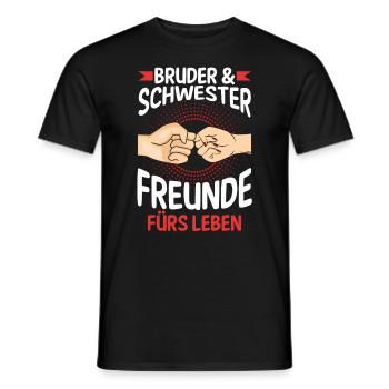Geschwister Bruder und Schwester - Männer T-Shirt - Schwarz - Vorne - AI Model Male 178 light (178cm)