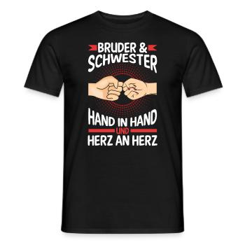 Geschwister Bruder und Schwester - Männer T-Shirt - Schwarz - Vorne - AI Model Male 178 light (178cm)