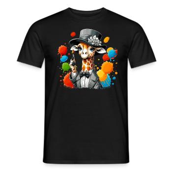 Girafe avec chapeau - T-shirt homme - noir - Devant - AI Model Male 178 light (178cm)