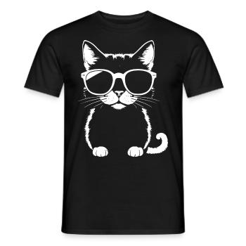 Funny Cat with Sunglasses Kitten Sunglas Cats - Men's T-Shirt - black - Front - AI Model Male 178 light (178cm)