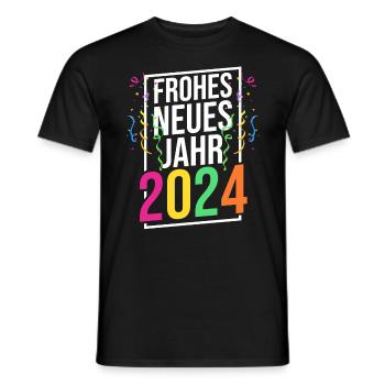 Frohes Neues Jahr Silvester 2024 - Männer T-Shirt - Schwarz - Vorne - AI Model Male 178 light (178cm)