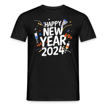 Happy New Year New Year's Eve 2024 - Men's T-Shirt - black - Front - AI Model Male 178 light (178cm)