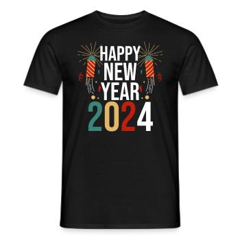 Happy New Year New Year's Eve 2024 - Men's T-Shirt - black - Front - AI Model Male 178 light (178cm)