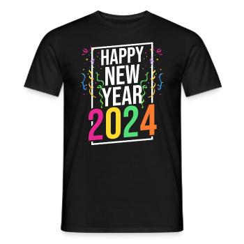 Happy New Year New Year's Eve 2024 - Men's T-Shirt - black - Front - AI Model Male 178 light (178cm)