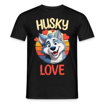 Husky Liebe Hund Schlittenhund Hunderasse Winter - Männer T-Shirt - Schwarz - Vorne - AI Model Male 178 light (178cm)