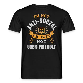 Not Anti-Social, Just Code-Friendly - Männer T-Shirt - Schwarz - Vorne - AI Model Male 178 light (178cm)