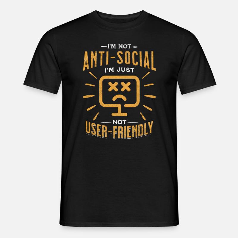 Not Anti-Social, Just Code-Friendly - Männer T-Shirt - Schwarz