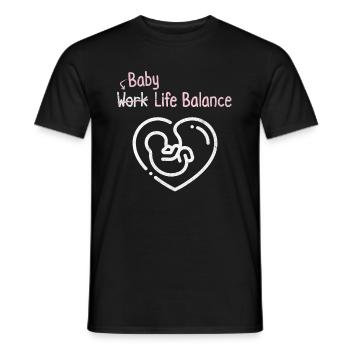 Équilibre entre vie professionnelle et vie privée pour bébé – Enceinte future - T-shirt homme - noir - Devant - AI Model Male 178 light (178cm)